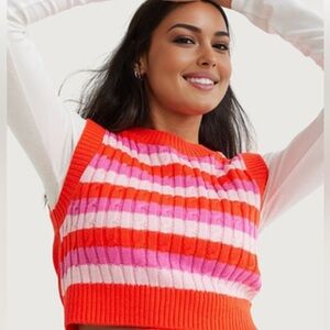 Striped Red and Pink Sweater Vest